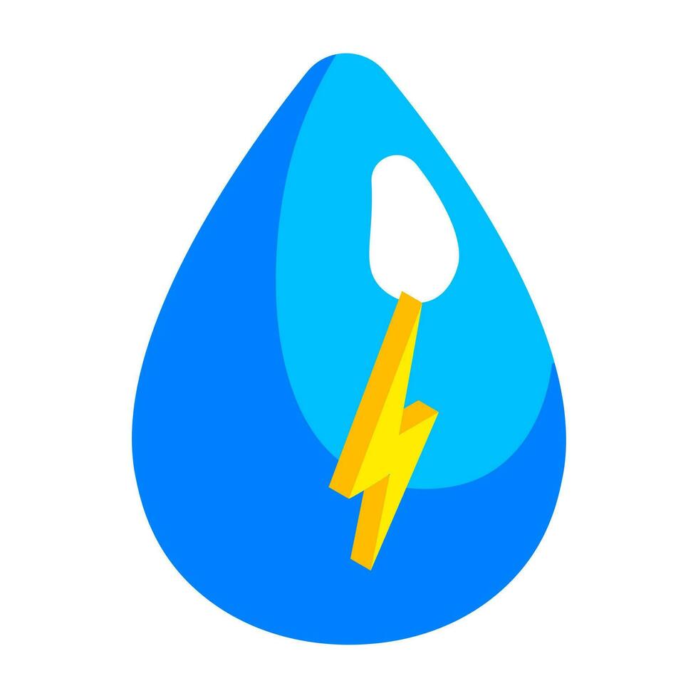 Isometric water energy or hydropower icon. vector