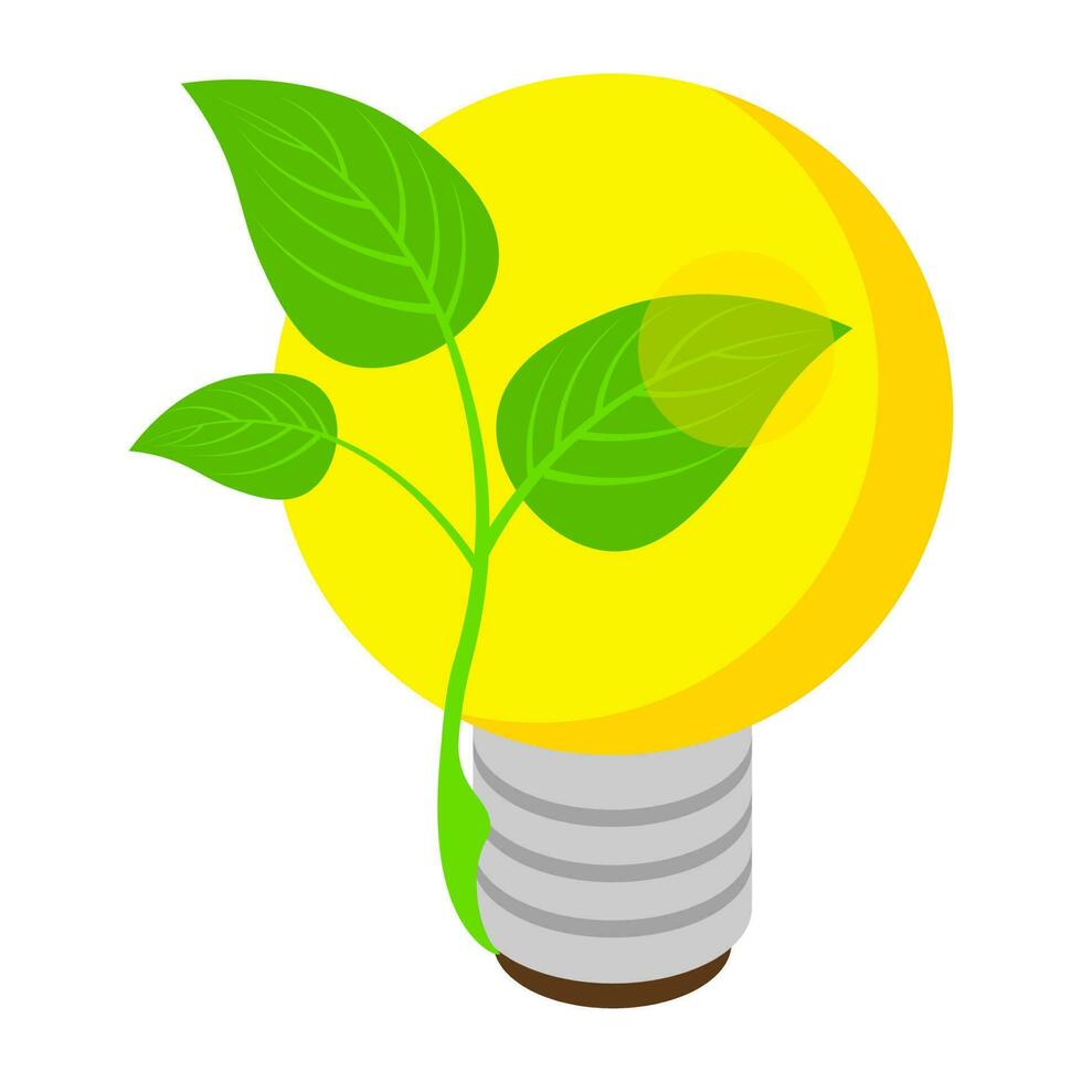 3D isometric of eco bulb or idea icon. vector