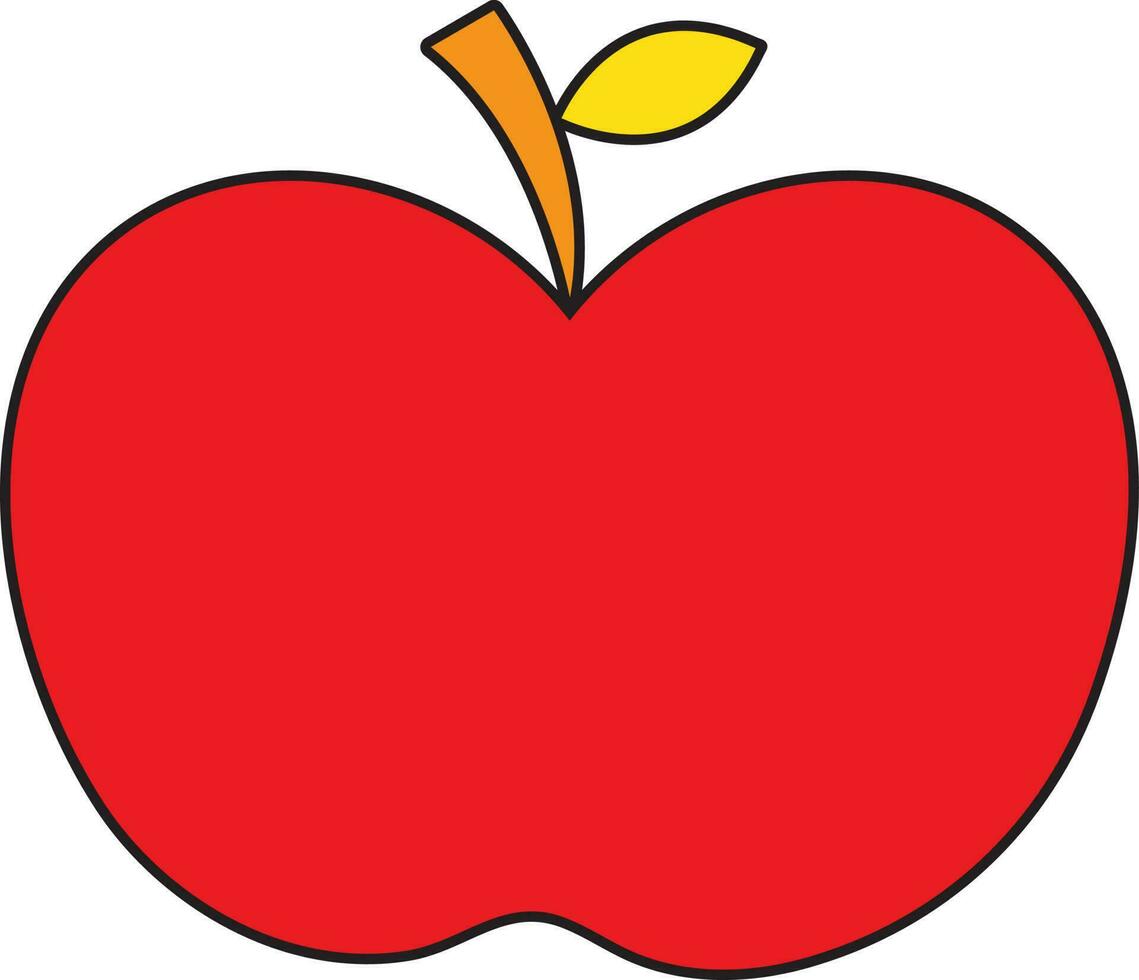 Red apple icon with yellow leaf in isolated. vector