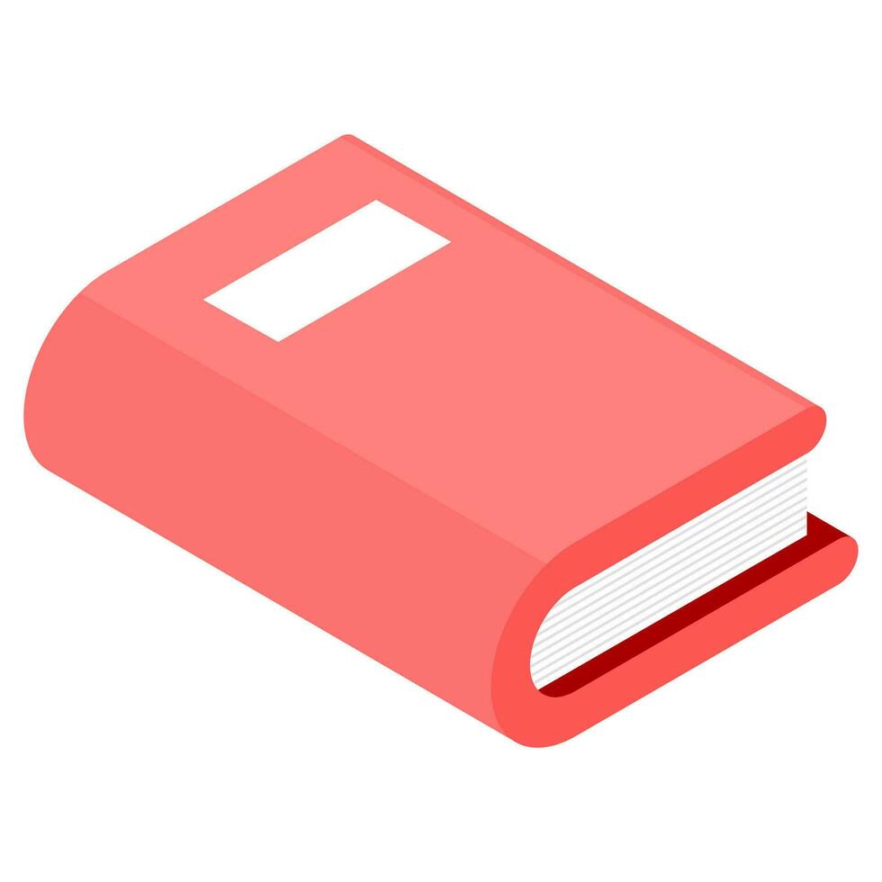 isométrica libro icono en rojo color. vector