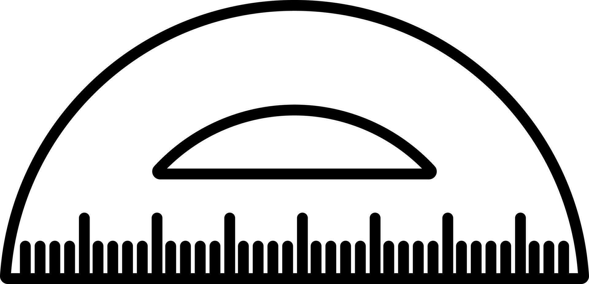 Protractor ruler icon in thin line art. vector