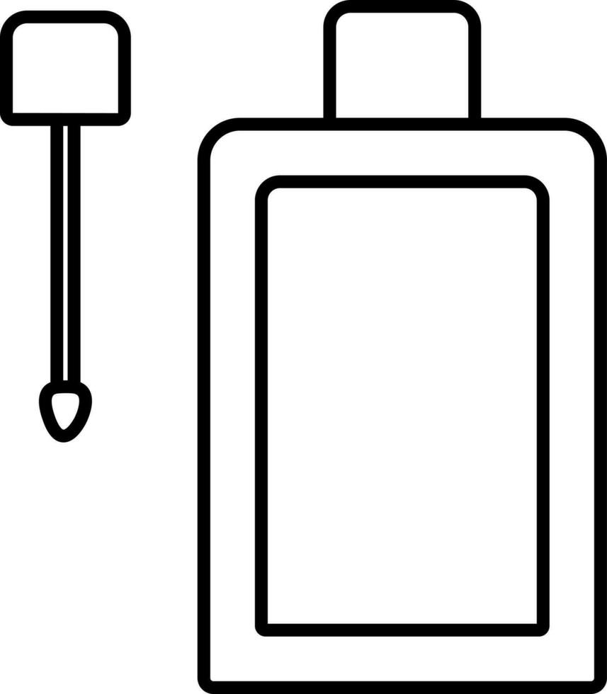 Line art ink bottle icon in flat style. vector