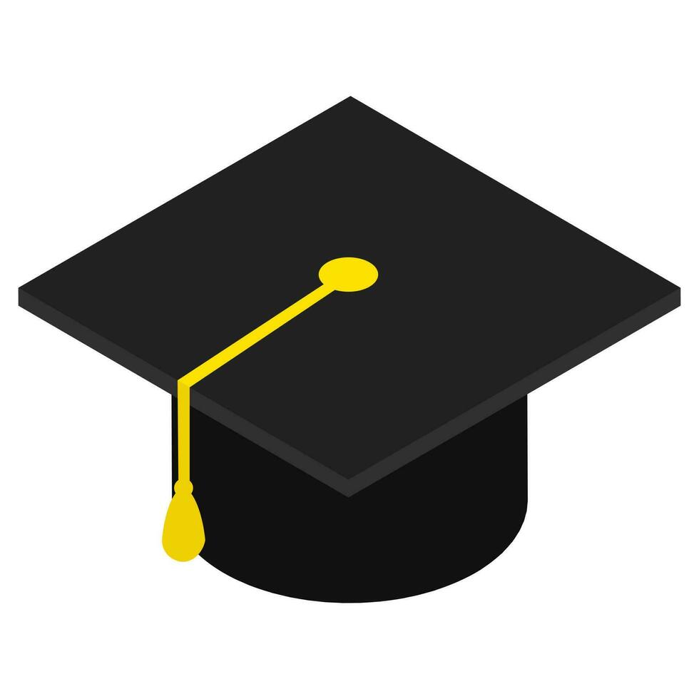 Graduation cap icon in 3d style. vector