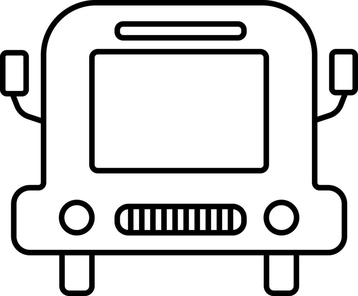 Black line art illustration of bus icon. vector