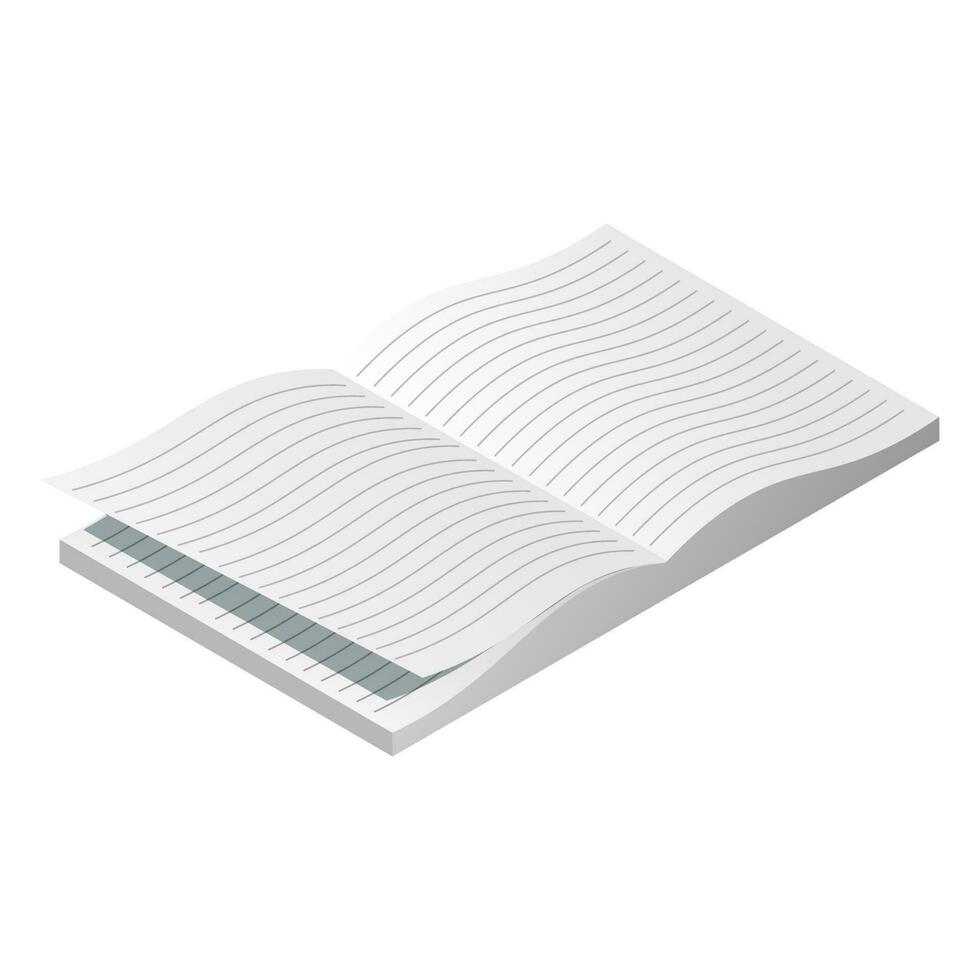 Open notebook icon in 3d style. vector