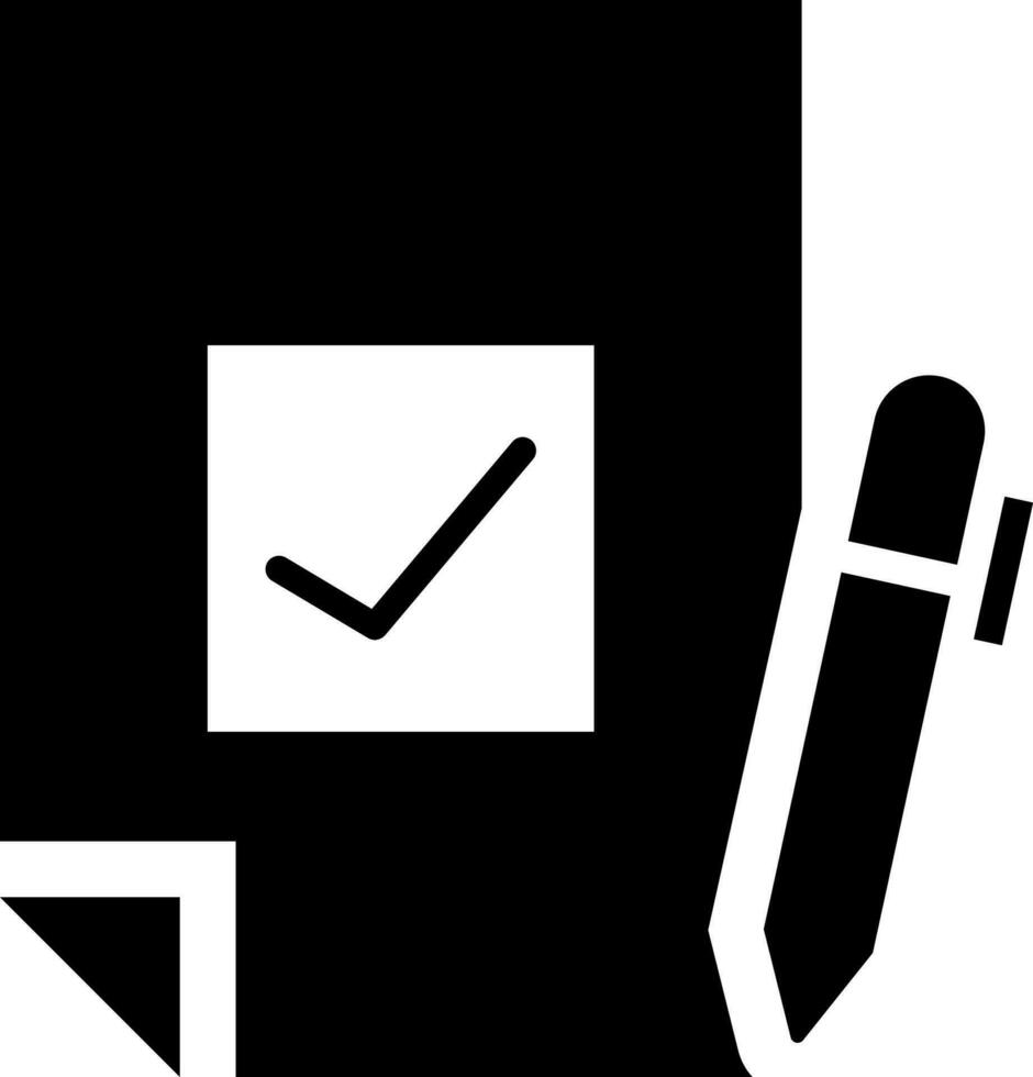 votación tarjeta con bolígrafo icono en plano estilo. vector