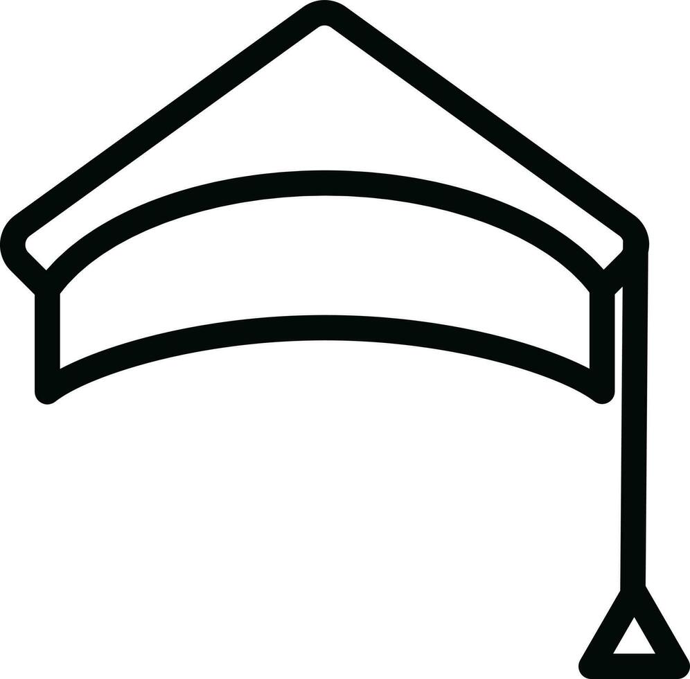 Line art illustration of Graduation Cap icon. vector