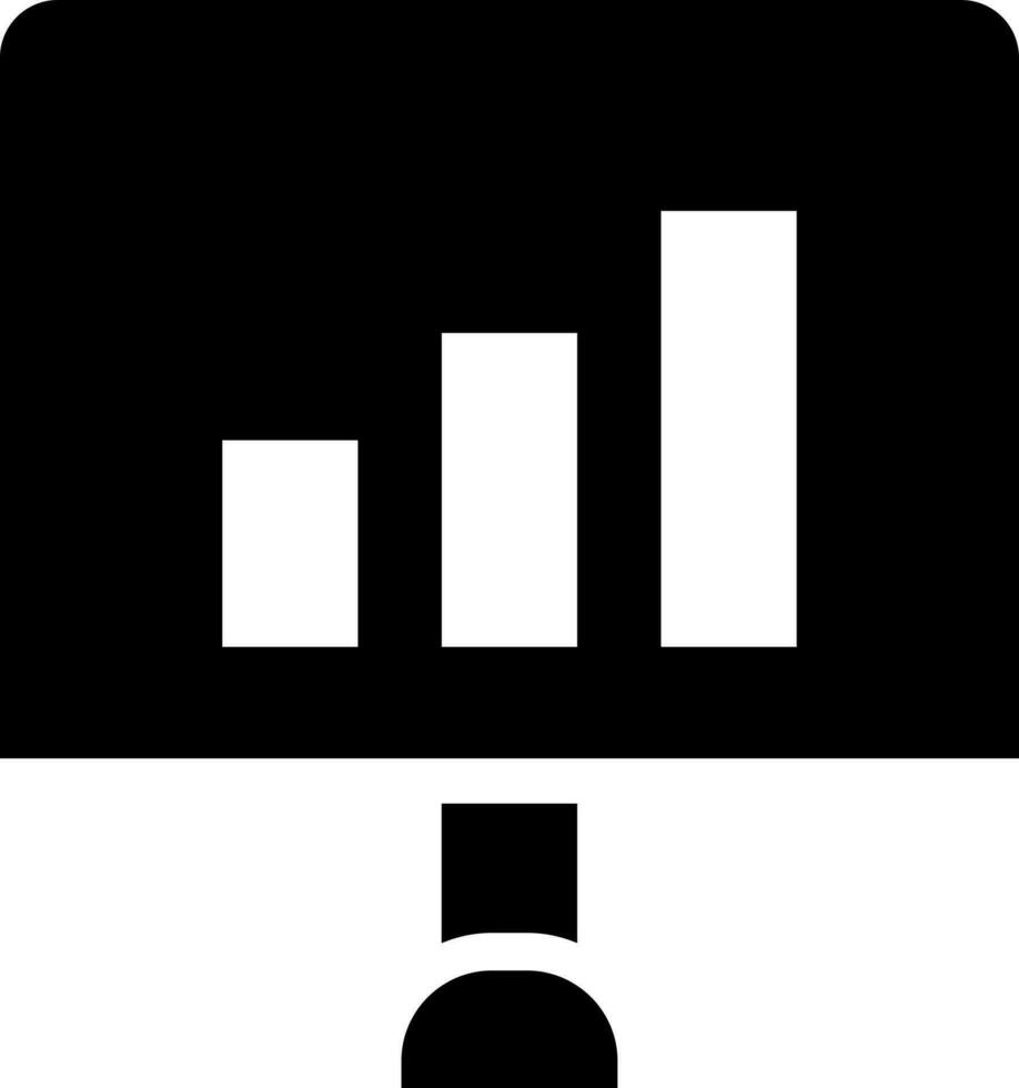Glyph style bar chart flat icon. vector