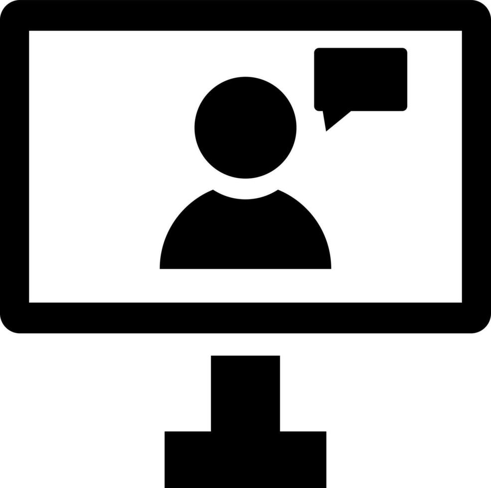 Video call from computer flat icon. vector