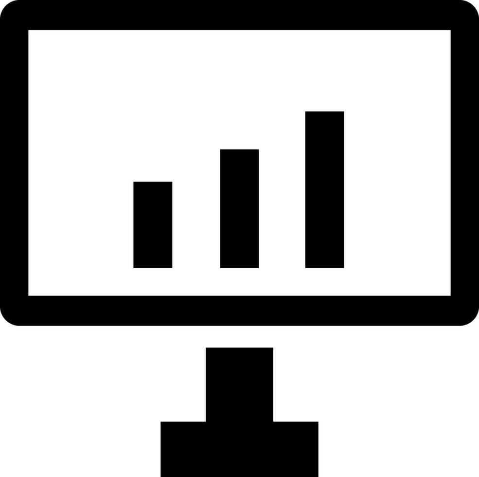 Computer screen with bar chart flat icon. vector