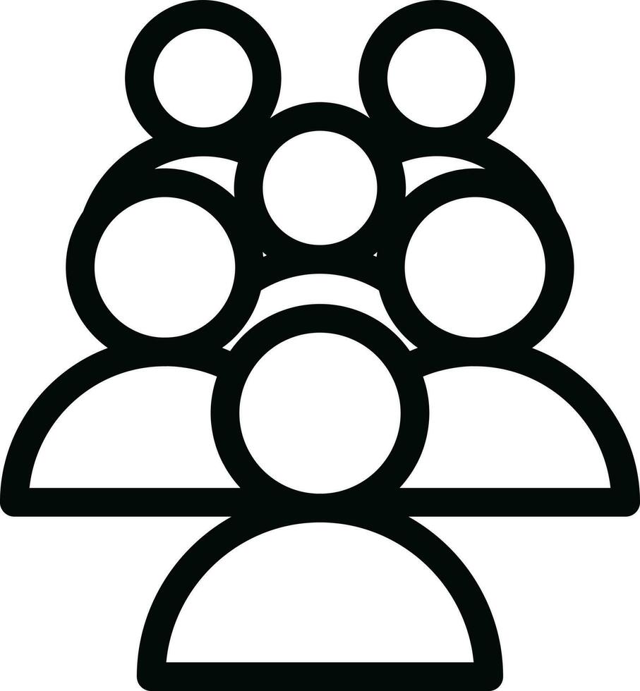 Black line art of Group of People icon. vector