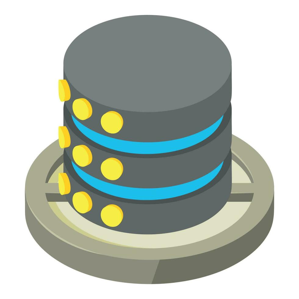 Database icon isometric vector. Modern network database disc with progress bar vector