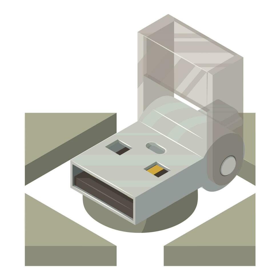 Flash drive icon isometric vector. New modern metallic portable flash drive icon vector