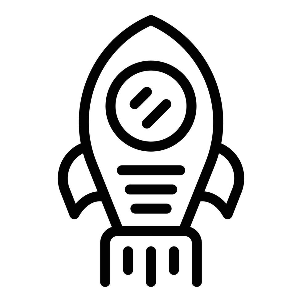 Rocket startup icon outline vector. Work laptop vector