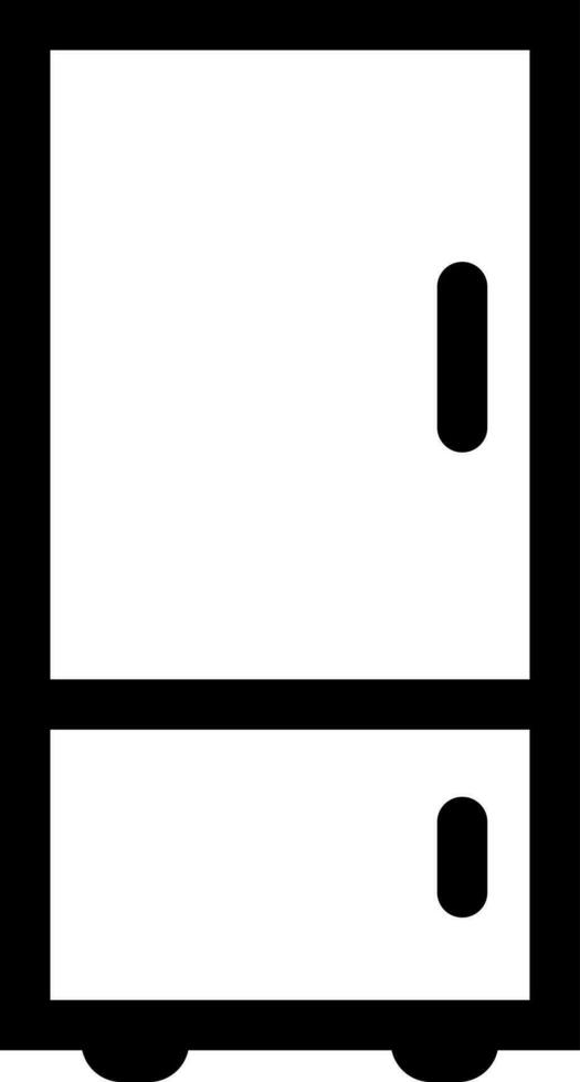 Line art illustration of refrigerator icon. vector