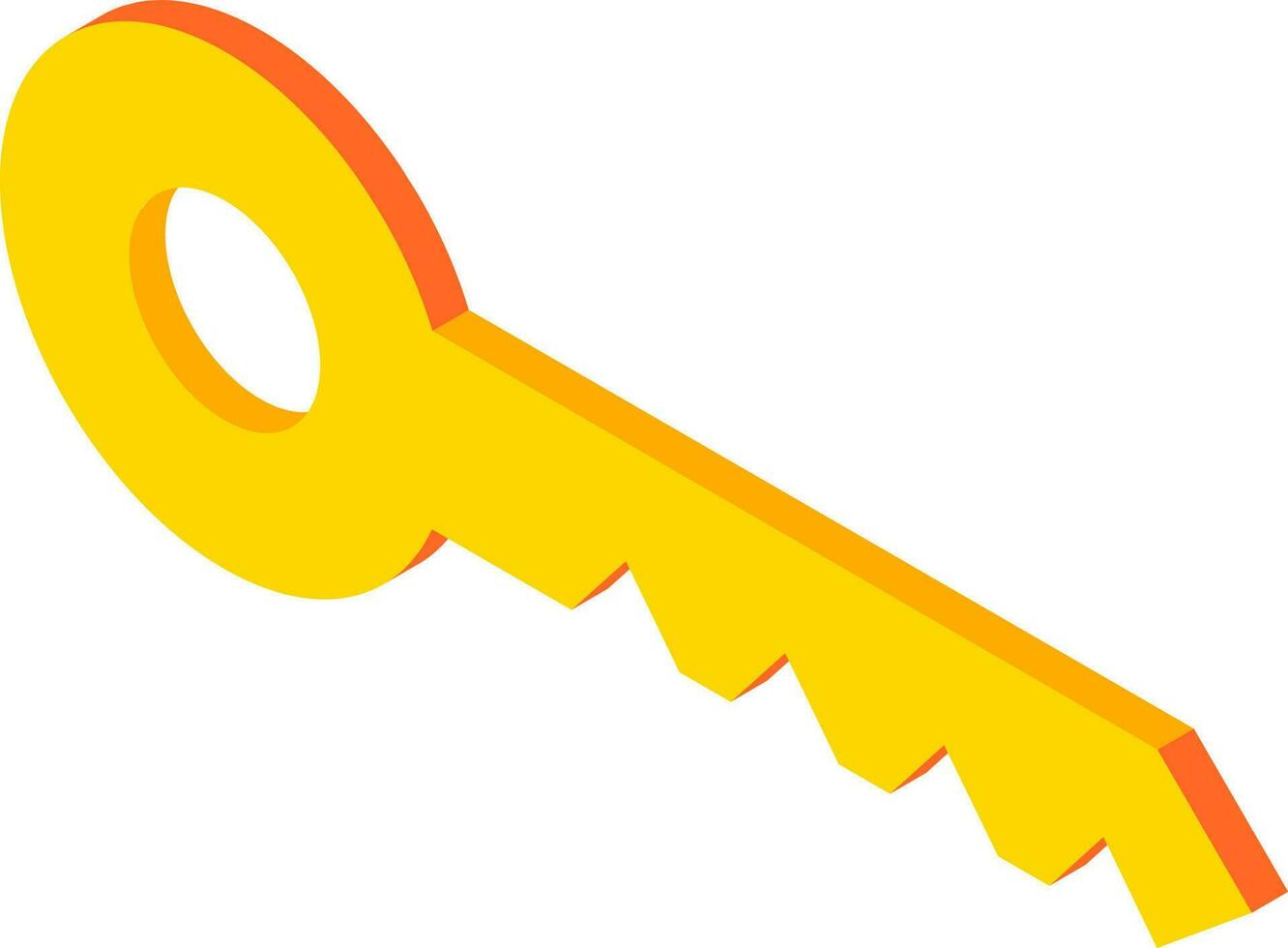 Isolated yellow key icon in 3d style. vector