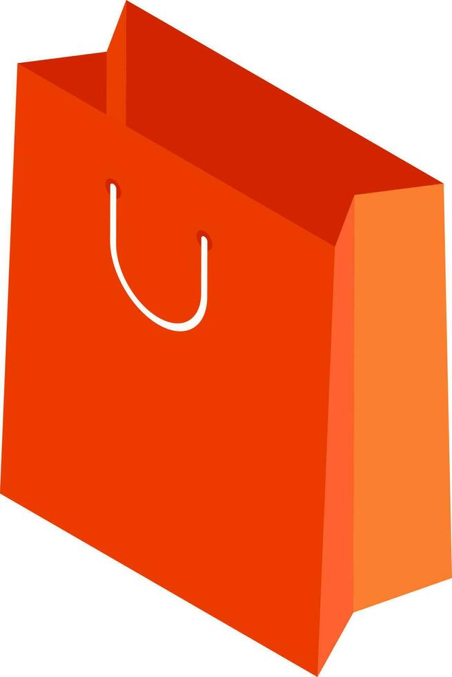Illustration of 3d shopping bag in orange color. vector