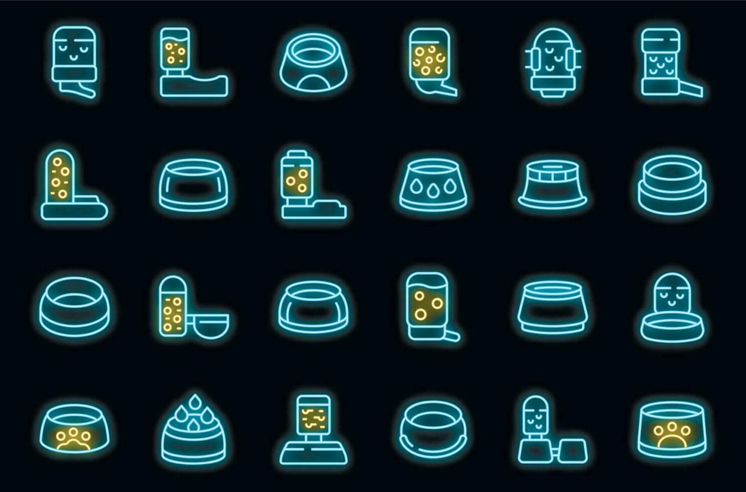 Drinker for dogs icons set vector neon