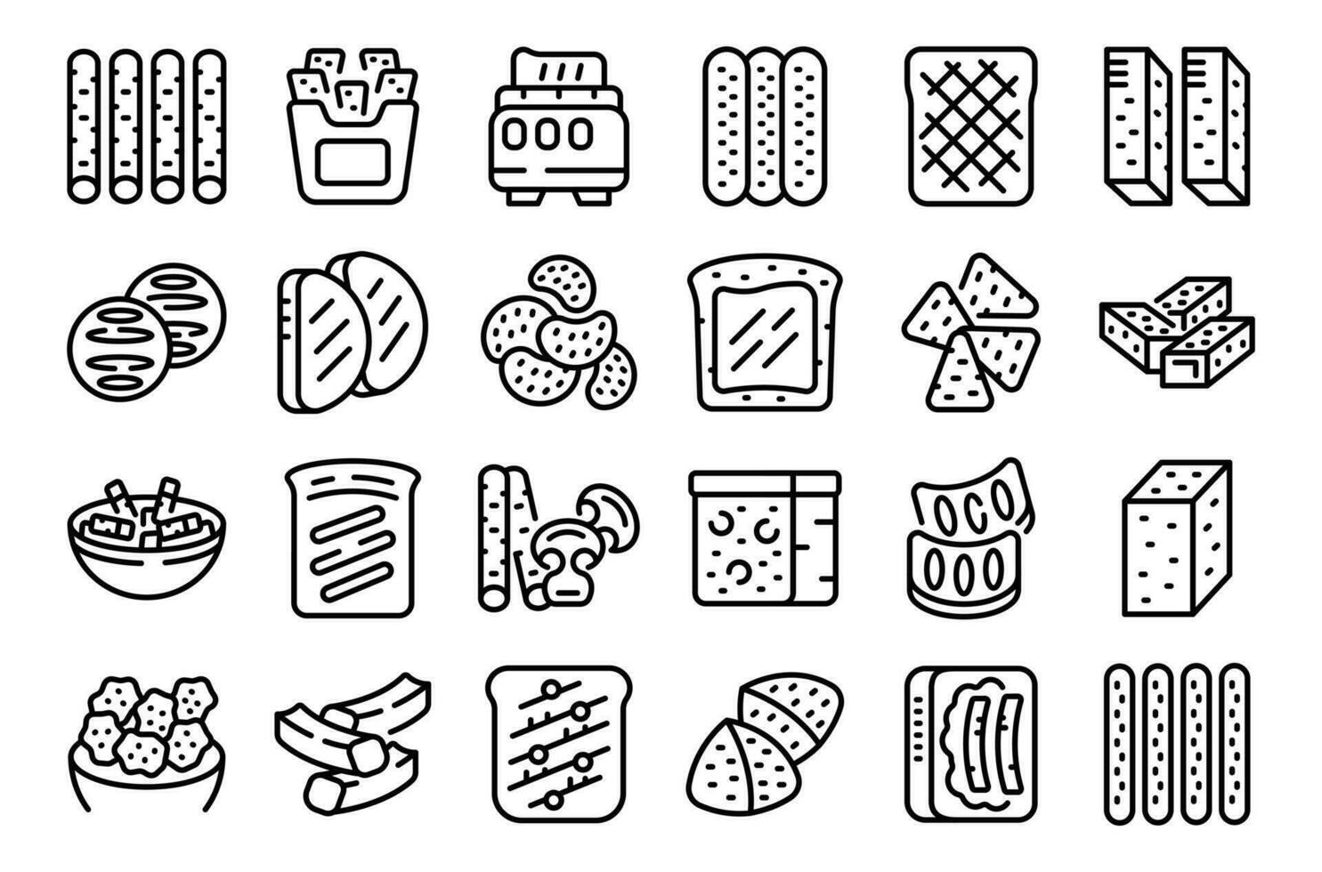 Bread croutons icons set outline vector. Food small vector