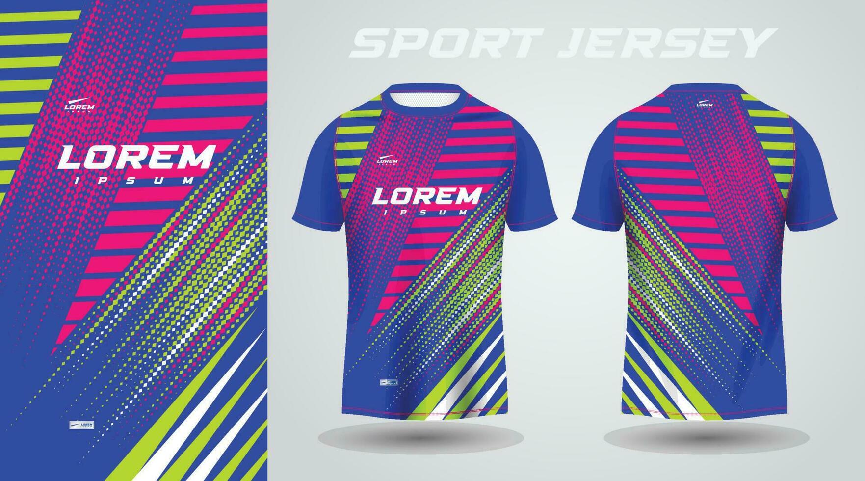 blue pink green shirt soccer football sport jersey template design mockup vector