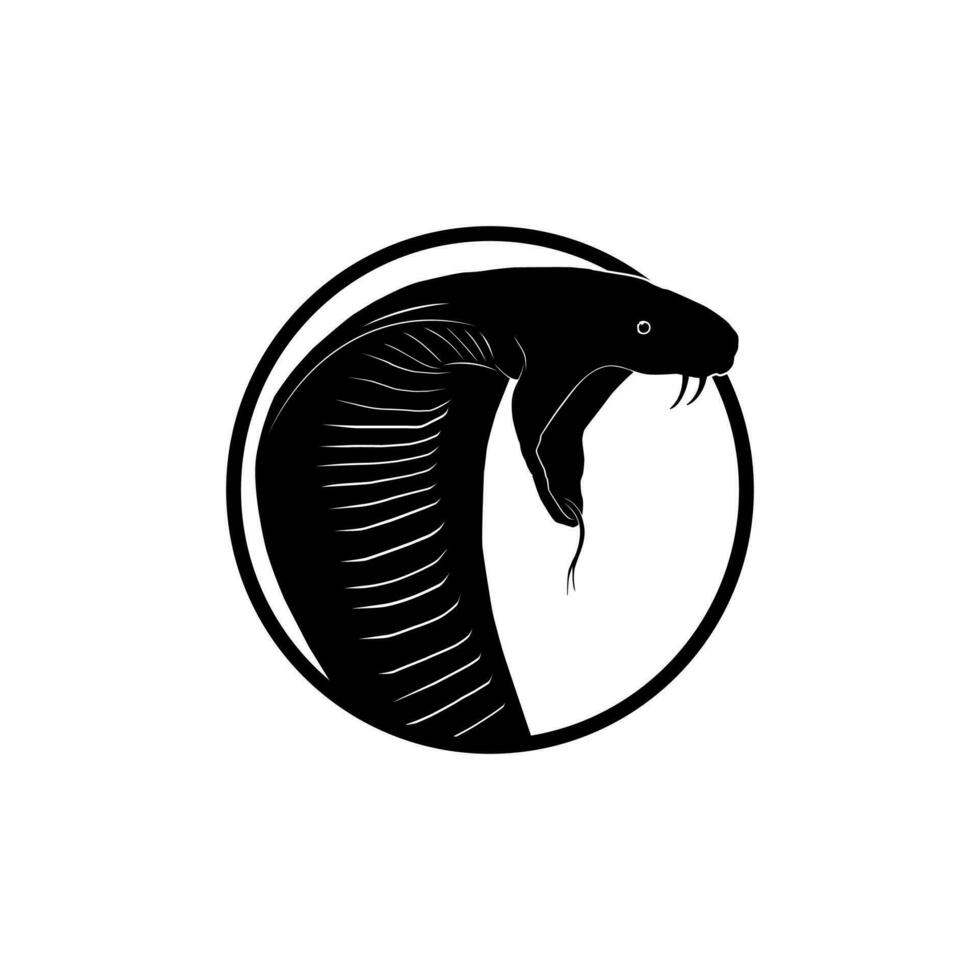 King Cobra Silhouette on the Circle for Logo Type. Vector Illustration