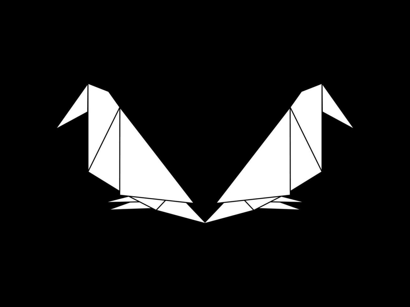 Pair of the Bird Polygonal Illustration for Logo or Graphic Design Element. Vector Illustration
