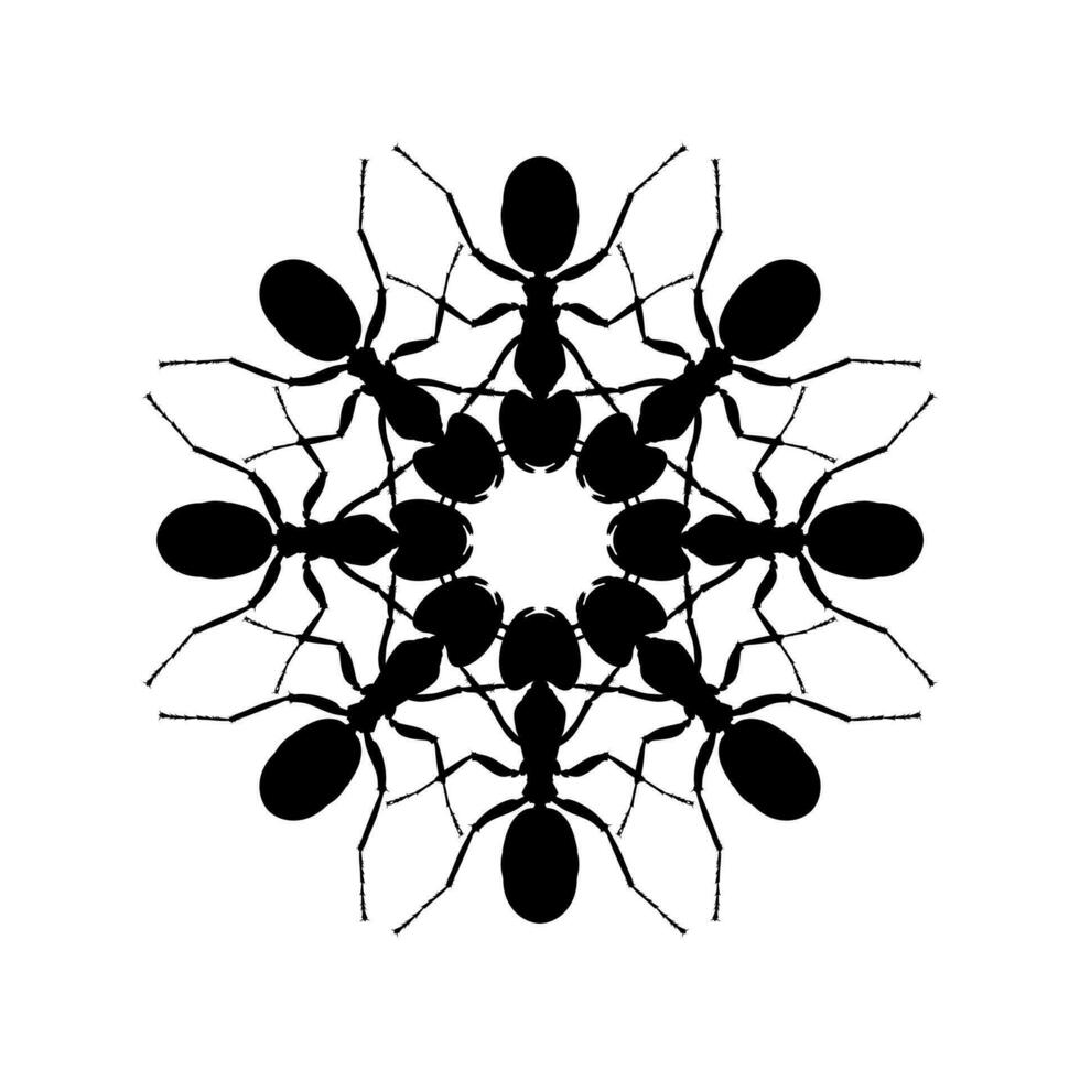 Colony of the Ant Silhouette Circle Shape Composition for Art Illustration, Logo, Pictogram, Website, or Graphic Design Element. Vector Illustration
