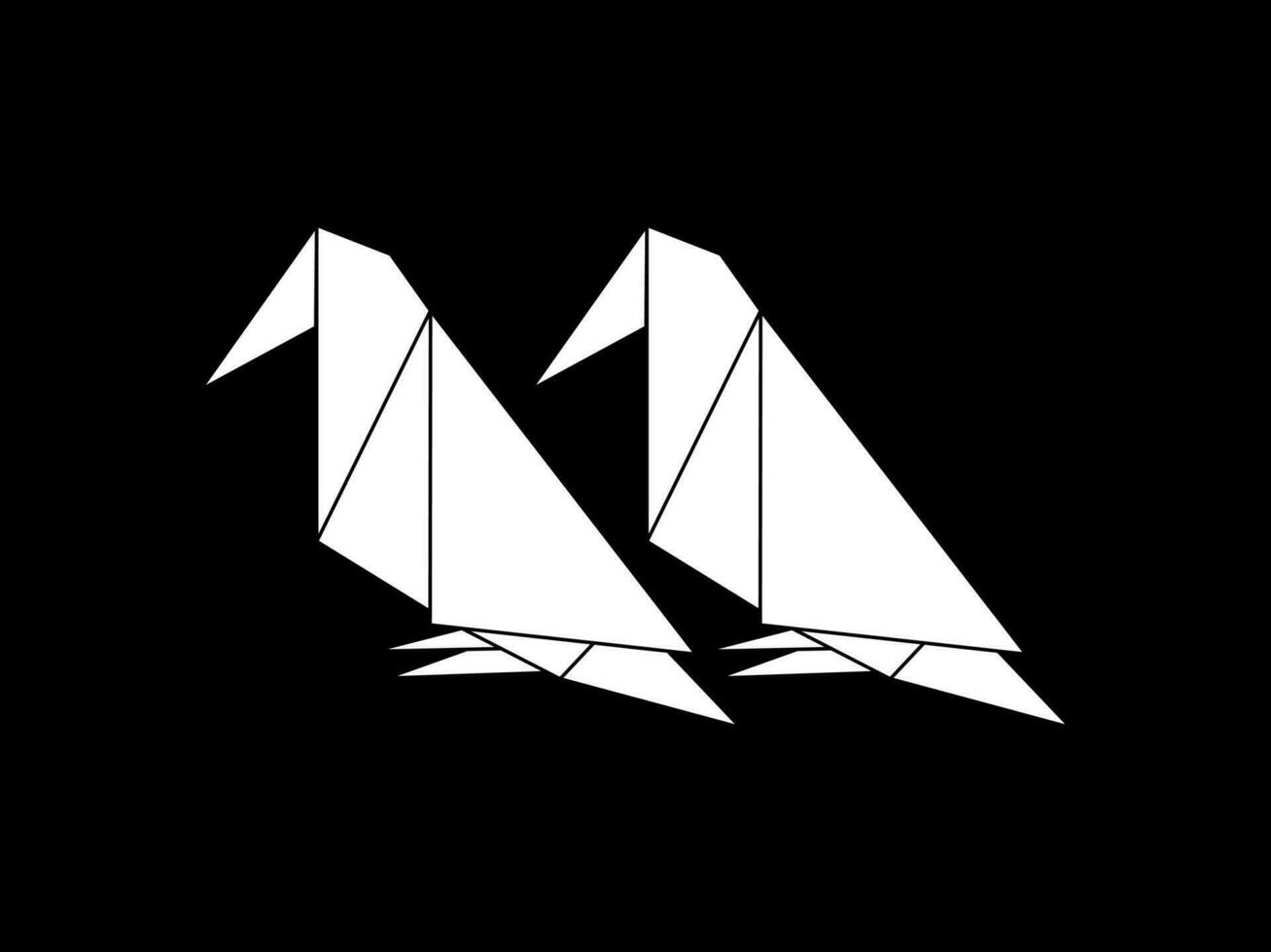 Pair of the Bird Polygonal Illustration for Logo or Graphic Design Element. Vector Illustration