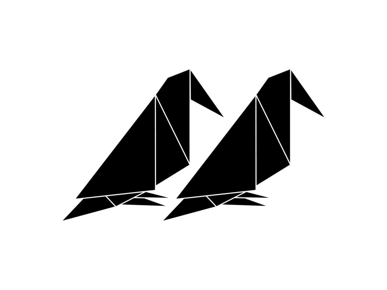 Pair of the Bird Polygonal Illustration for Logo or Graphic Design Element. Vector Illustration