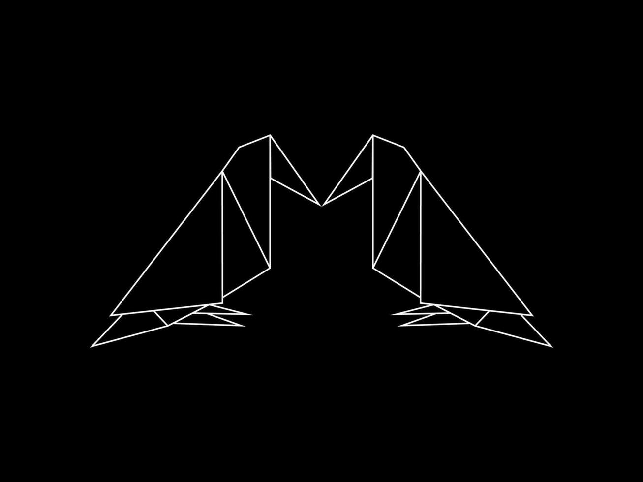 Pair of the Bird Polygonal Illustration for Logo or Graphic Design Element. Vector Illustration
