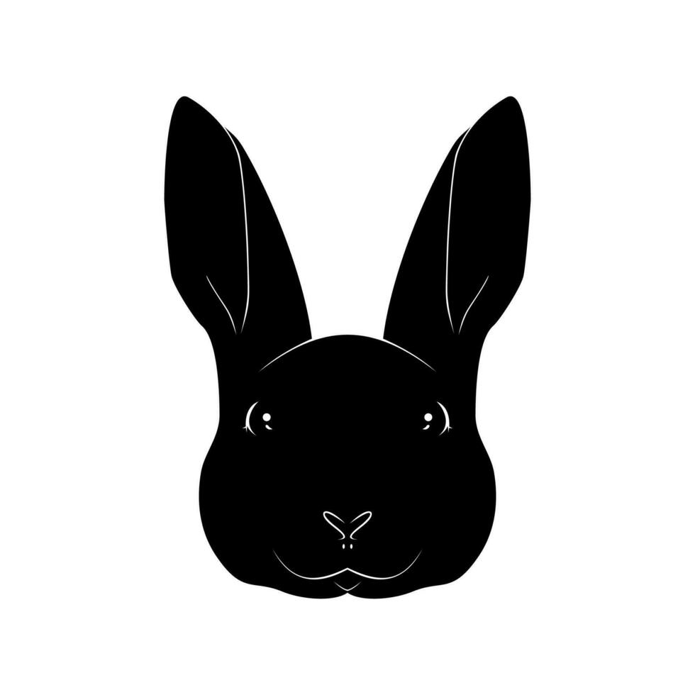 Head of the Rabbit or Bunny or Hare Silhouette for Art Illustration, Logo Type, Pictogram, Apps, Website or Graphic Design Element. Vector Illustration