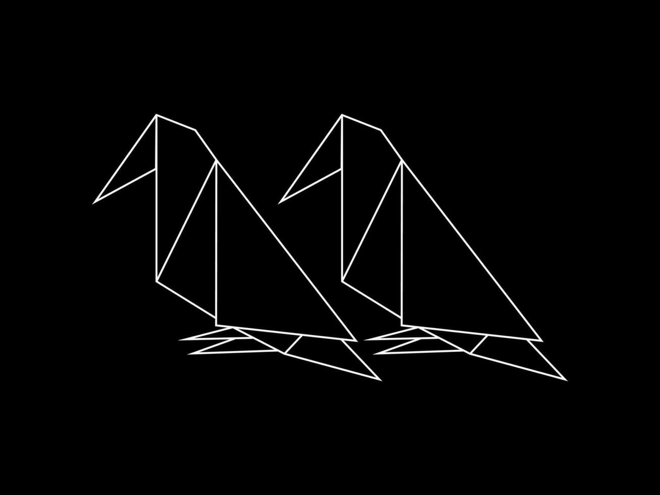 Pair of the Bird Polygonal Illustration for Logo or Graphic Design Element. Vector Illustration