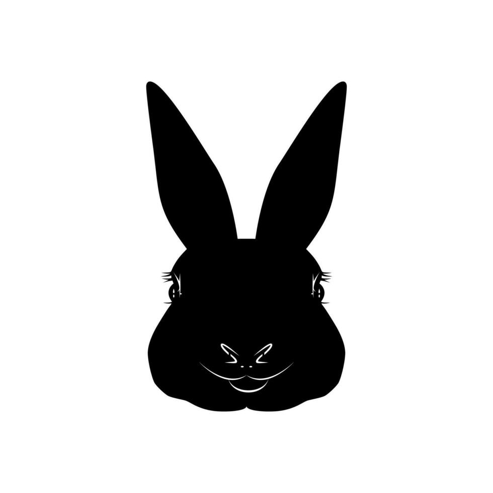 Head of the Rabbit or Bunny or Hare Silhouette for Art Illustration, Logo Type, Pictogram, Apps, Website or Graphic Design Element. Vector Illustration