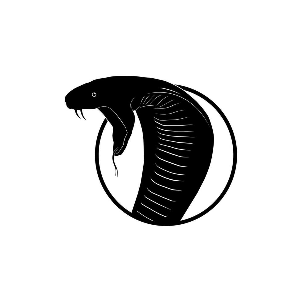 King Cobra Silhouette on the Circle for Logo Type. Vector Illustration