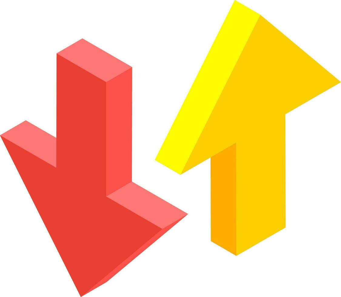 3D isometric upward and downward arrows icon. vector