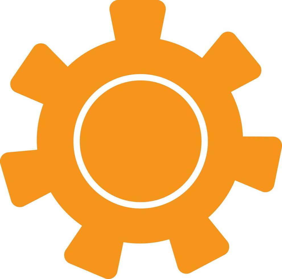 Icon of orange cogwheel in flat style. vector