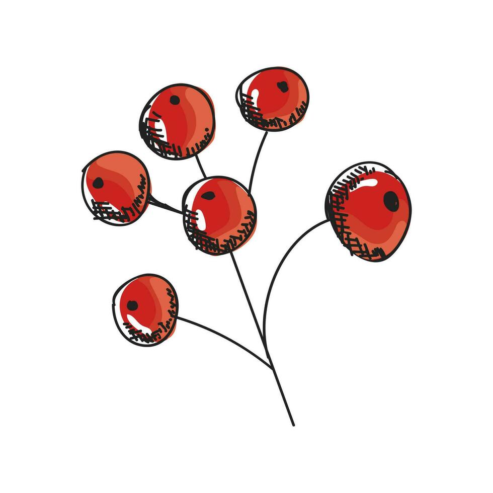 Cherries doodle illustration of white background. vector