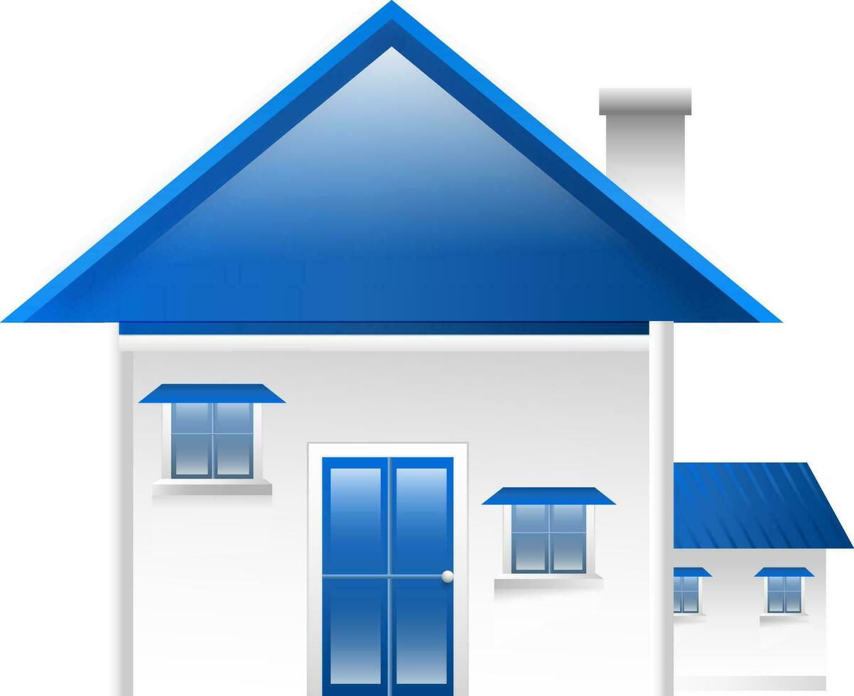 Home building in blue and white color. vector