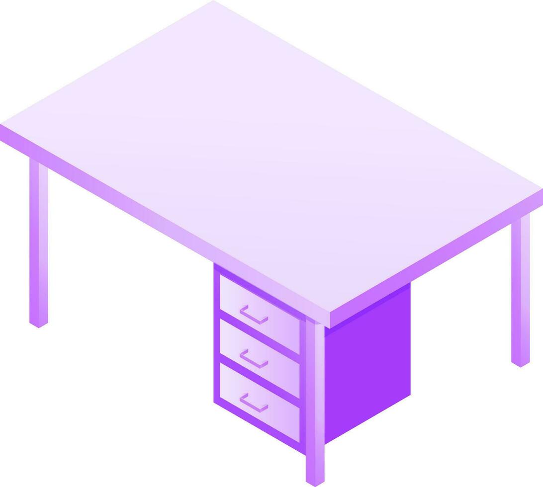 Isometric view of purple desk icon. vector