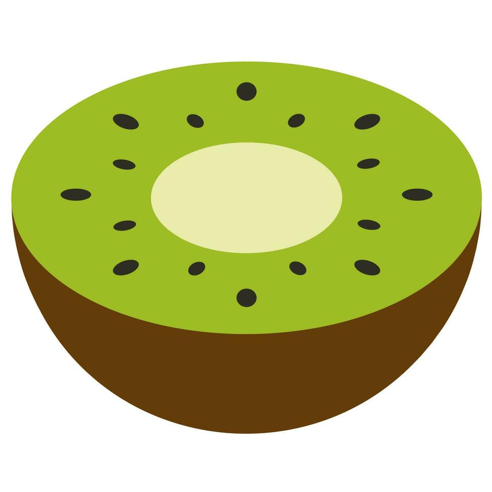 Isometric illustration of kiwi slice element. vector