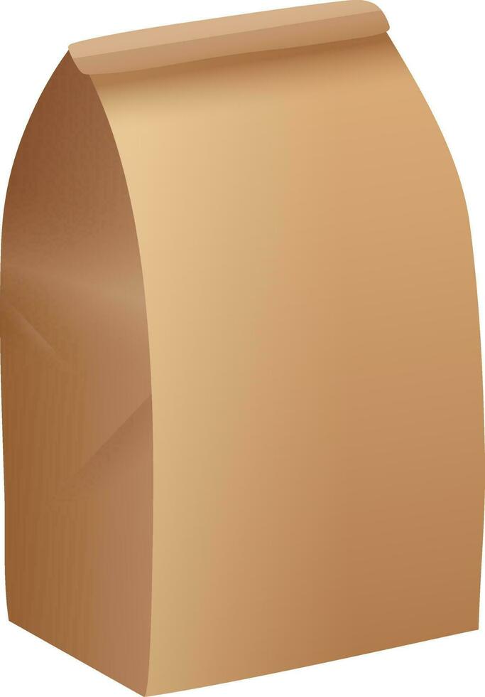 Brown paper bag symbol. Realistic illustration element. vector