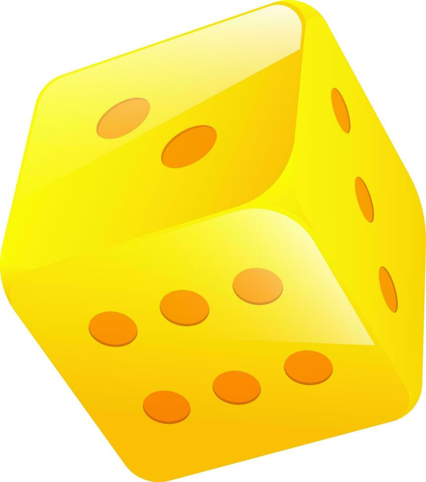 Yellow color of gambling dice element. vector
