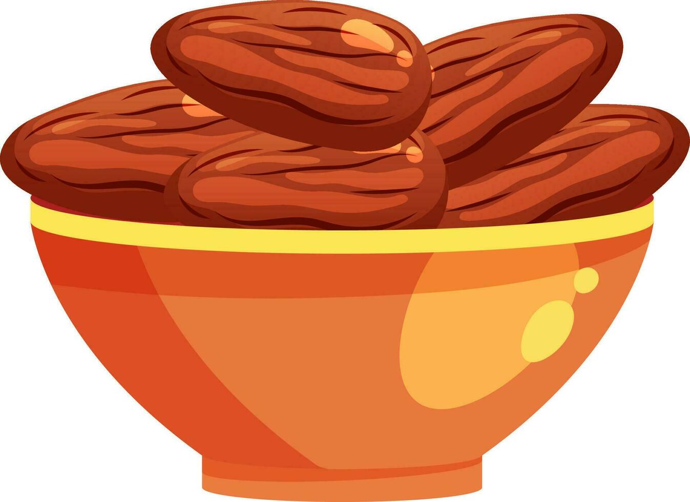 Illustration of bowl filled with sweet dates on white background. vector