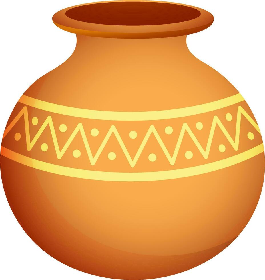 Isolated clay water pot on white background. vector