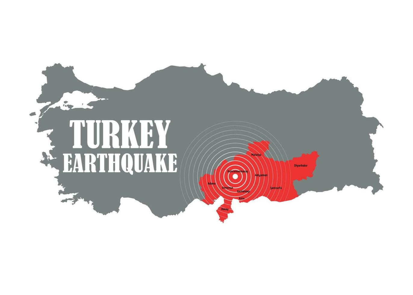 desastre, terremoto 2023 en pavo. ayuda, solidaridad, tragedia terremoto en sombrero, kahramanmarash, Gaziantep pavo. orar vector ilustración.