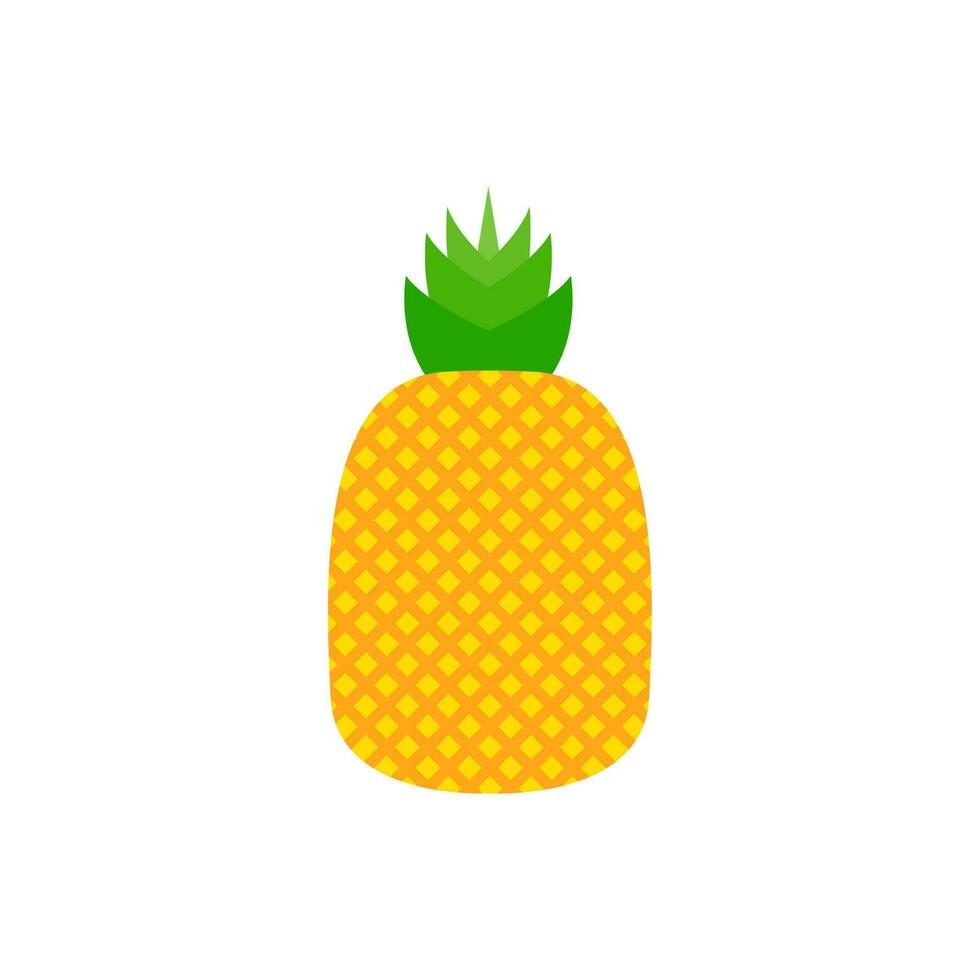 pineapple flat design vector illustration. Tropical fruit. Symbol of food, sweet, exotic and summer, vitamin, healthy. Nature logo. Flat concept. Design element Vector illustration