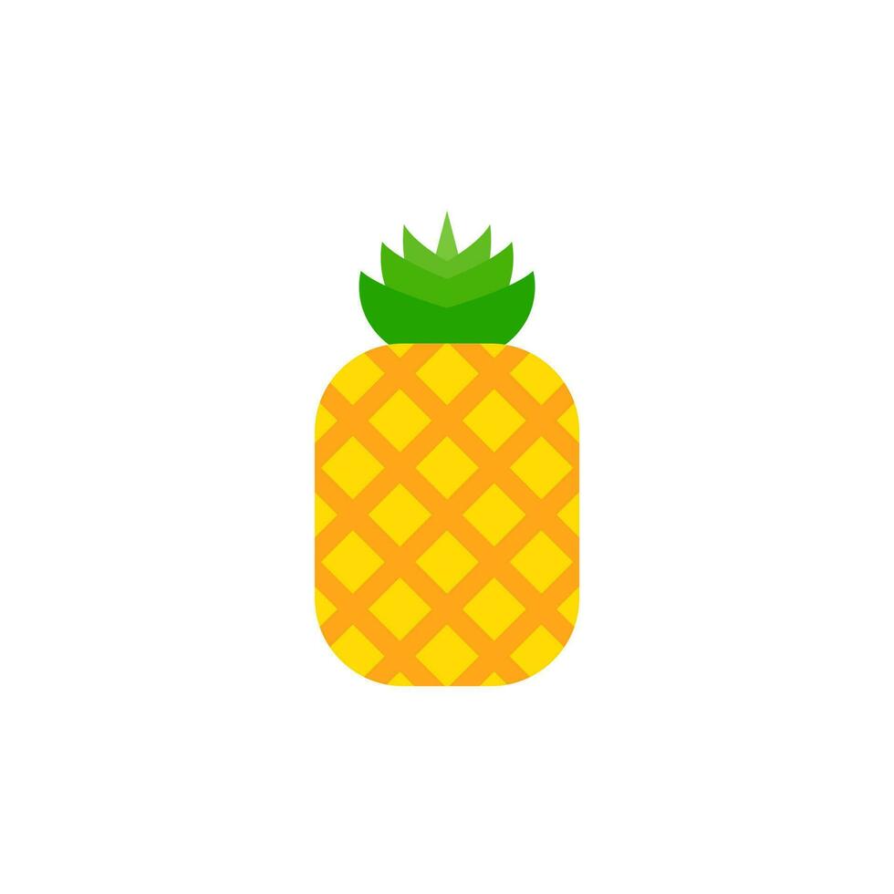 pineapple flat design vector illustration. Tropical fruit. Symbol of food, sweet, exotic and summer, vitamin, healthy. Nature logo. Flat concept. Design element Vector illustration