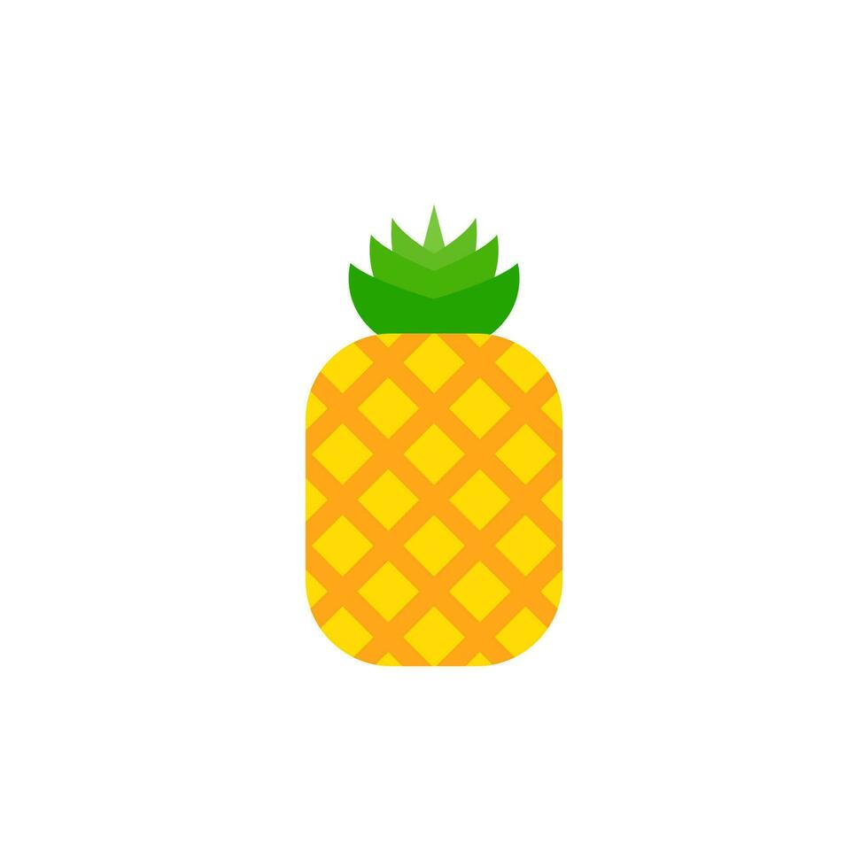 pineapple flat design vector illustration. Tropical fruit. Symbol of food, sweet, exotic and summer, vitamin, healthy. Nature logo. Flat concept. Design element Vector illustration