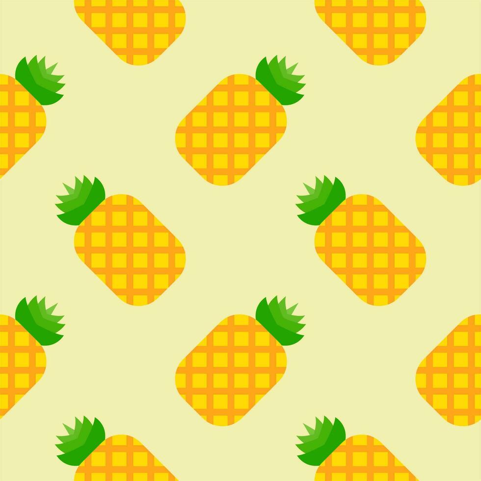 pineapple tropical fruit seamless pattern vector illustration. Symbol of food, sweet, exotic and summer, vitamin, healthy. Nature logo. Flat concept. Design element Vector illustration