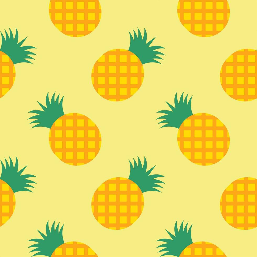 pineapple tropical fruit seamless pattern vector illustration. Symbol of food, sweet, exotic and summer, vitamin, healthy. Nature logo. Flat concept. Design element Vector illustration